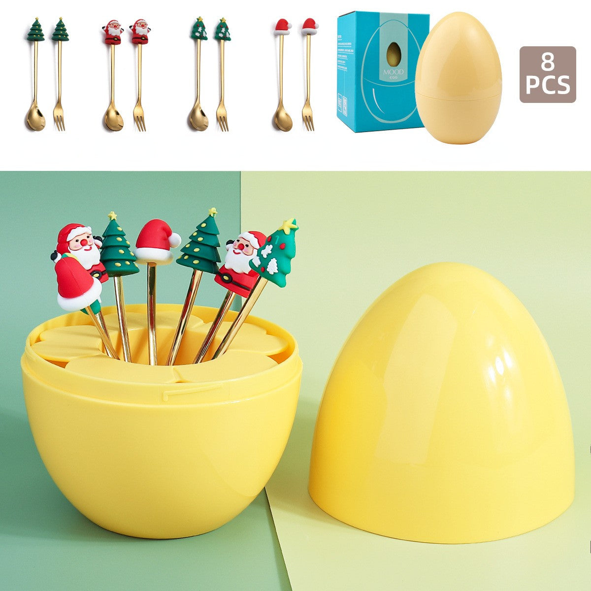 Christmas Dessert Egg-Shaped Cutlery SetChristmas, kitchenNEW TOWN BAZAAR