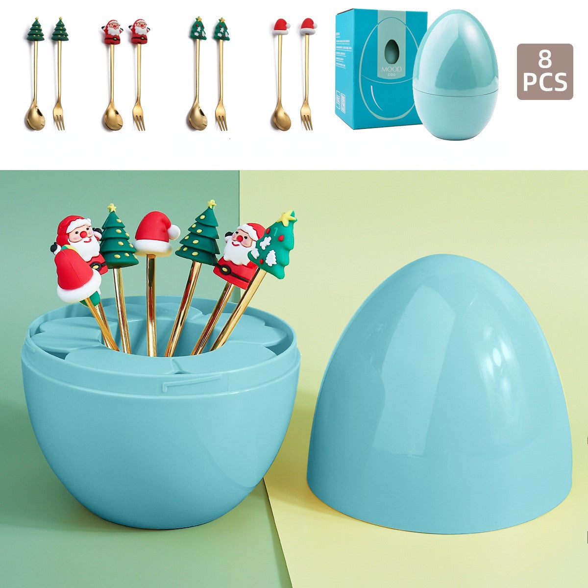 Christmas Dessert Egg-Shaped Cutlery SetChristmas, kitchenNEW TOWN BAZAAR