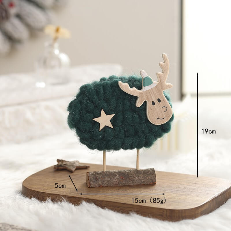 Christmas Elk Shaped Wood Felt OrnamentNEW TOWN BAZAAR
