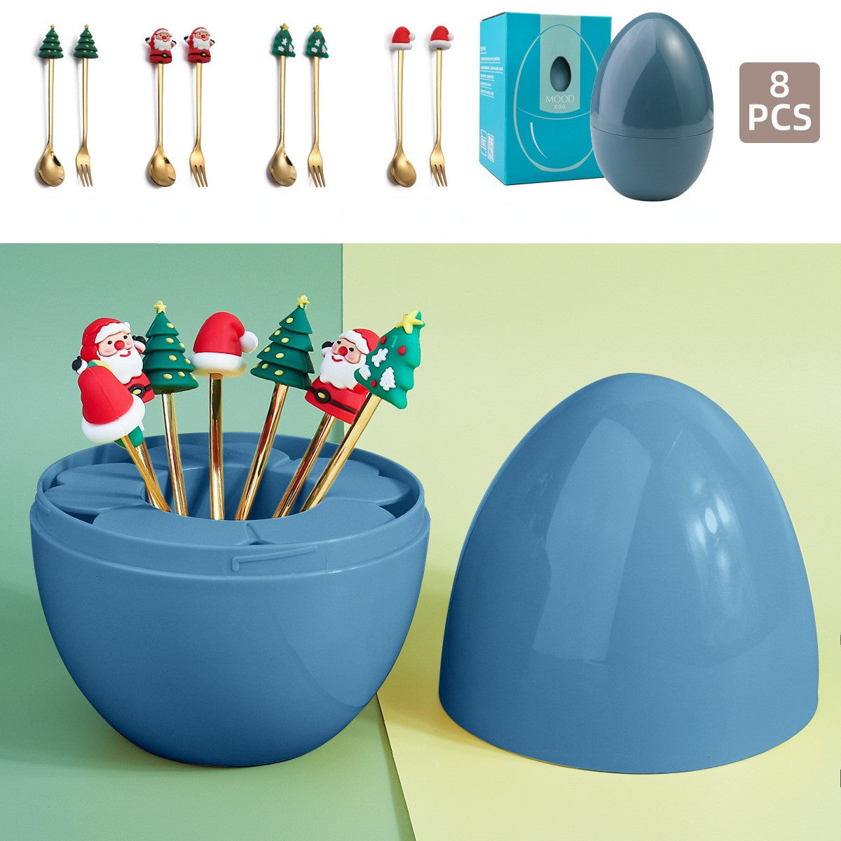 Christmas Dessert Egg-Shaped Cutlery SetChristmas, kitchenNEW TOWN BAZAAR