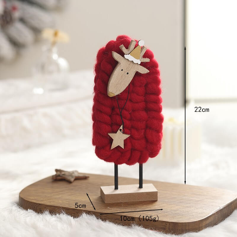 Christmas Elk Shaped Wood Felt OrnamentNEW TOWN BAZAAR