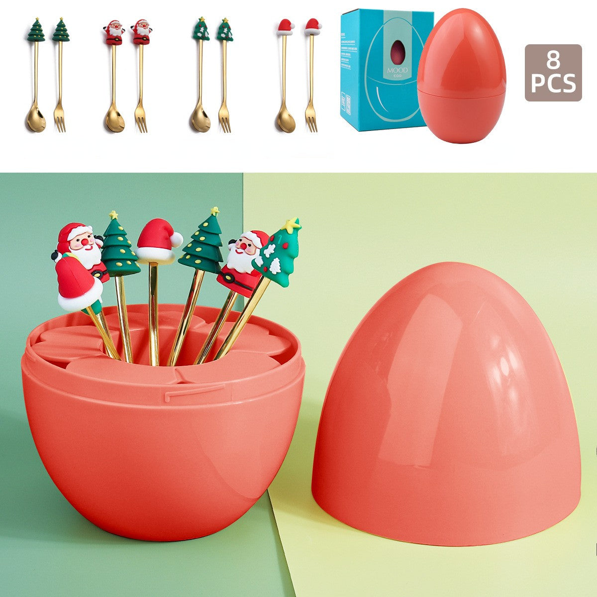 Christmas Dessert Egg-Shaped Cutlery SetChristmas, kitchenNEW TOWN BAZAAR