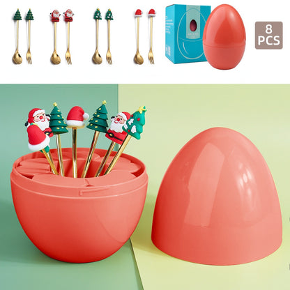 Christmas Dessert Egg-Shaped Cutlery SetChristmas, kitchenNEW TOWN BAZAAR