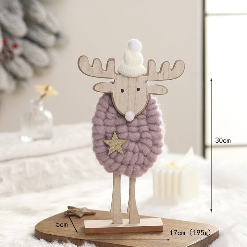 Christmas Elk Shaped Wood Felt OrnamentNEW TOWN BAZAAR