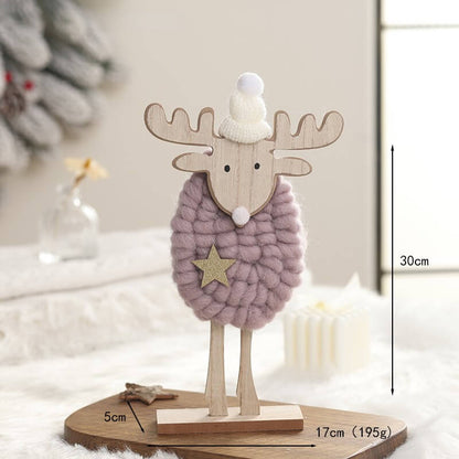 Christmas Elk Shaped Wood Felt OrnamentNEW TOWN BAZAAR