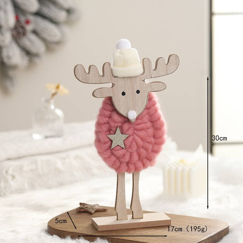 Christmas Elk Shaped Wood Felt OrnamentNEW TOWN BAZAAR