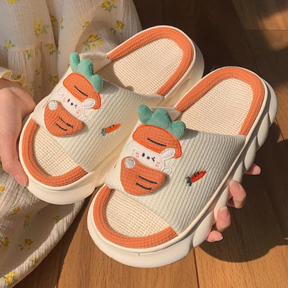 Cute Radish Bunny Linen SlippersNEW TOWN BAZAAR