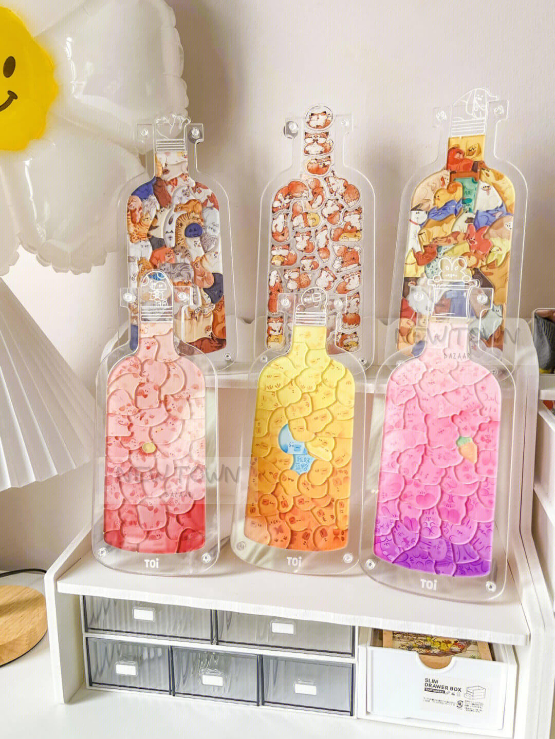 Puzzle Animaux dans la bouteille | Puzzle créatif Animal mignon 3D chat chien lapin acrylique