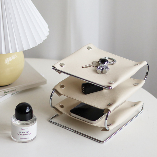 Three-layer Leather Decorative TraysNEW TOWN BAZAAR