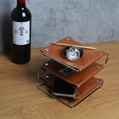 Three-layer Leather Decorative TraysNEW TOWN BAZAAR