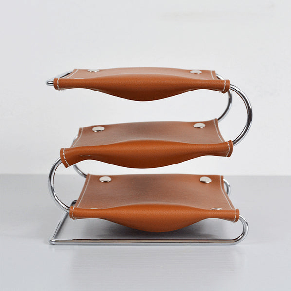 Three-layer Leather Decorative TraysNEW TOWN BAZAAR