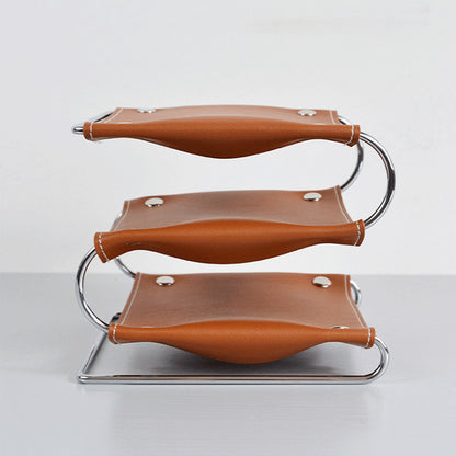 Three-layer Leather Decorative TraysNEW TOWN BAZAAR