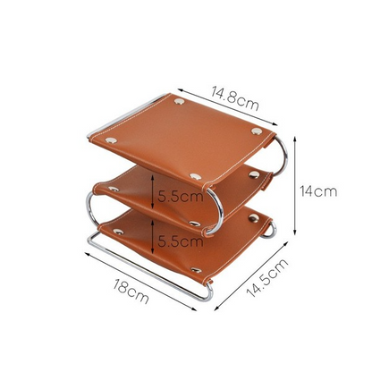 Three-layer Leather Decorative TraysNEW TOWN BAZAAR