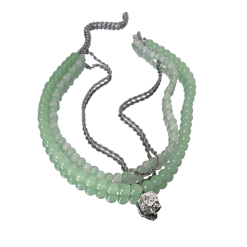 Y2K Fashion French Multi Layered Jade NecklacenecklaceNEW TOWN BAZAAR