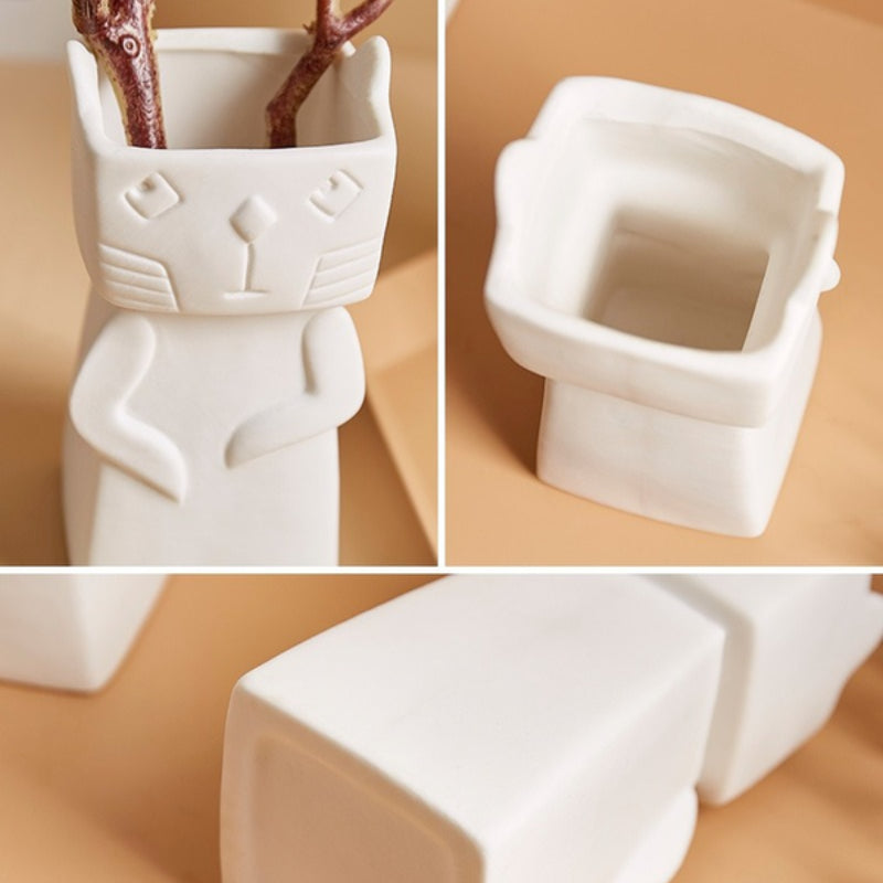 Ceramic Cat Vase GIFT HER, HOME PLANTERS & VASES NEW TOWN BAZAAR Home & Garden