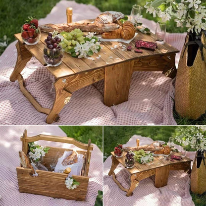 Folding Picnic Basket TableNEW TOWN BAZAAR