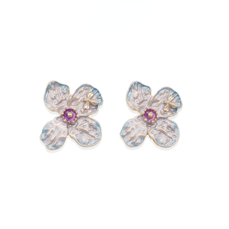 Bee Purple Flower Earringsmini starearrings, JewelryEarrings