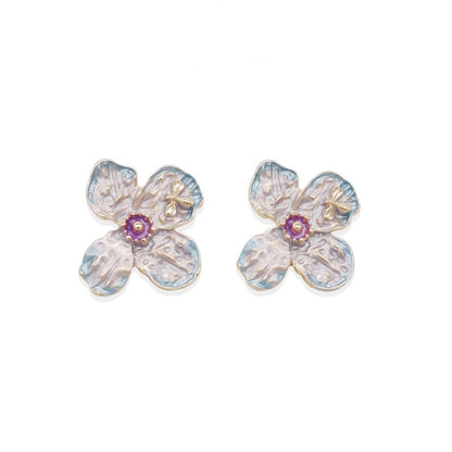 Bee Purple Flower Earringsmini starearrings, JewelryEarrings
