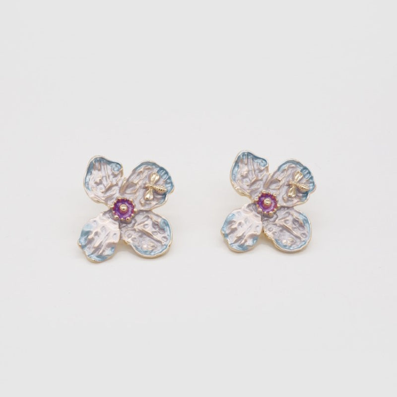 Bee Purple Flower Earringsmini starearrings, JewelryEarrings