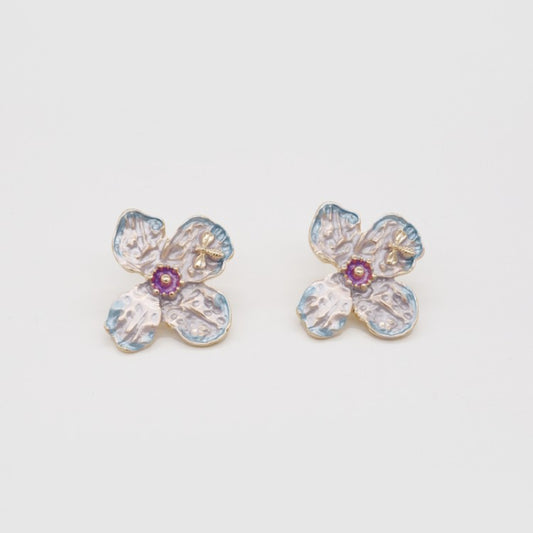 Bee Purple Flower Earringsmini starearrings, JewelryEarrings
