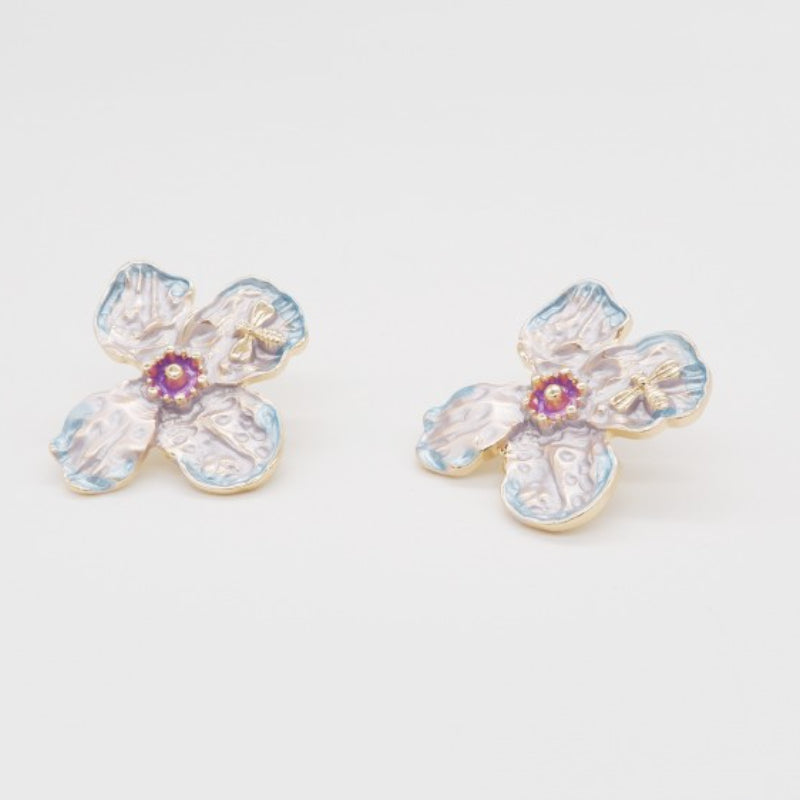 Bee Purple Flower Earringsmini starearrings, JewelryEarrings