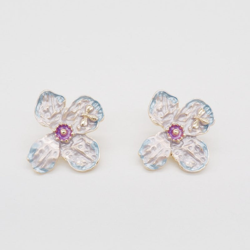 Bee Purple Flower Earringsmini starearrings, JewelryEarrings