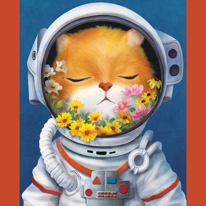 Cute Flower Cosmonaut Cat Jigsaw PuzzleTOINEW TOWN BAZAAR