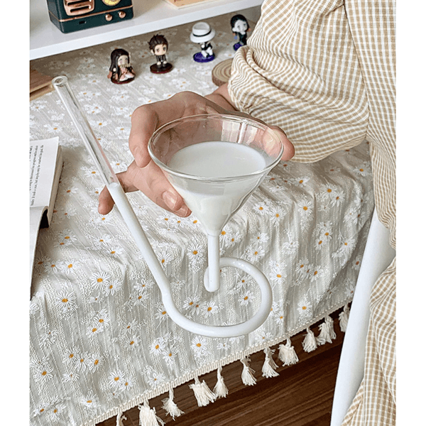Spiral Glass Cup with Straw Cold Drink Cup