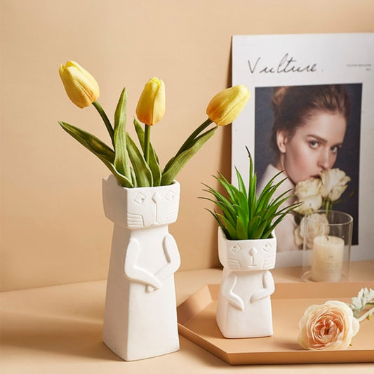 Ceramic Cat Vase GIFT HER, HOME PLANTERS & VASES NEW TOWN BAZAAR Home & Garden